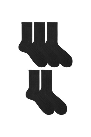 Ozzy Socks 5 Çift Kışlık Erkek Lambswool Yünlü Uyku Çorabı Soft Touch Siyah