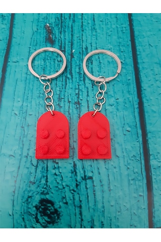 Seninle Anlam Bulurum Lego Dizayn Kalp Anahtarlık 2'li Çok Renkli