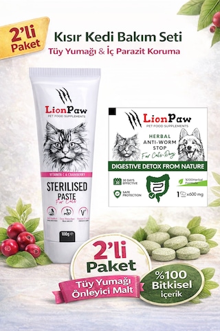 Kısır Kediler Için Tüy Yumağı Malt 100 Gr İdrar Yolu Desteği İç Tablet Hediye