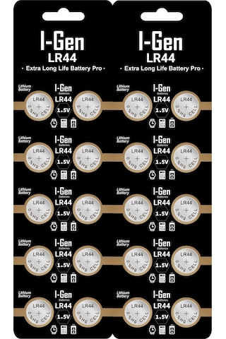 I-gen Lr44 1.5v Alkalin Düğme Pil Ag13, A76, L1154 20'li Paket