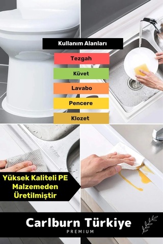 Premium Lavabo Küvet Pvc Su Geçirmez Sızdırmaz Dayanıklı Yağ Kenar Küf Önleyici 3.2m İzolasyon Bant