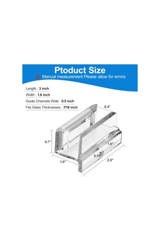 Lemestar 3/8 İnç Cam Kayar Duş Kapısı İçin Akrilik Şeffaf Alt Ray Rehberi, Vidalı Tamir Parçası - 2 Adet Diğer