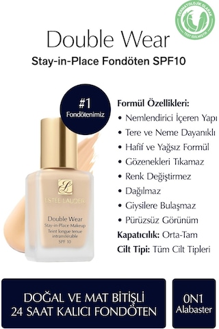 Estee Lauder Double Wear Spf10 0N1 Alabaster Fondöten 30 ML