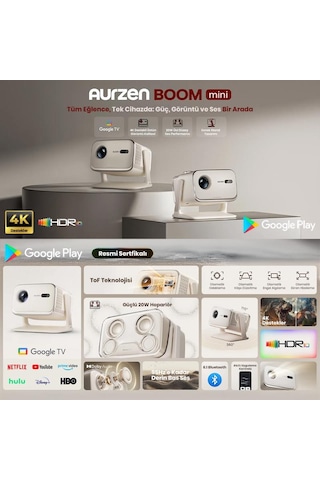 Vankyo Aurzen Boom Mini Android Google TV 4K Destekli Projeksiyon Cihazı