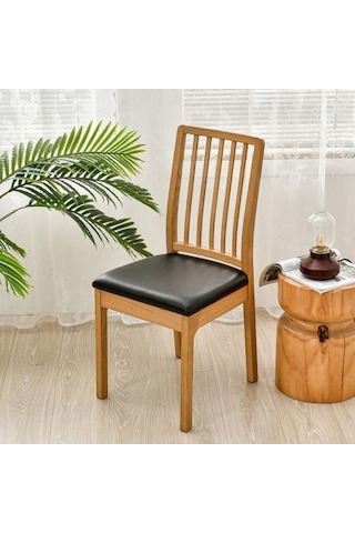 Sandalye Kılıfı Su Geçirmez Yüksek Elastikiyet Suni Deri Kaymaz Kolay Kurulum Koltuk Koruyucu Siyah