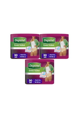 Depend Emici Külot Kadın Hasta Bezi Büyük Boy 3 x 30'Lu