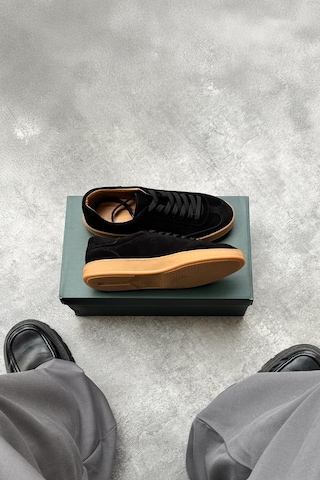 Flaw Süet Bağcıklı Sneaker Siyah-28318 Siyah