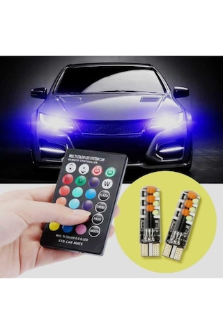 18 Led Rgb T10 Kumandalı Çakarlı Araç Park Ampülü
