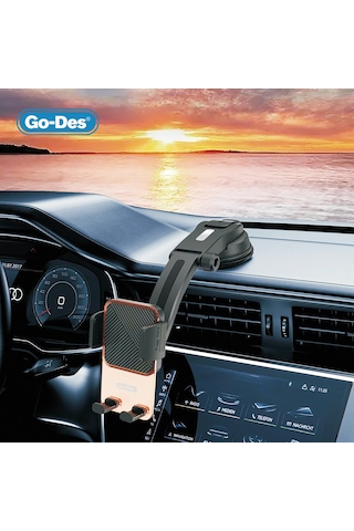 Go-des Gd-hd328 360 Derece Dönebilen Vakumlu Tasarım Araç İçi Telefon Tutucu Siyah