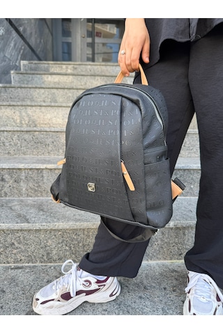 Just Polo Kadın Siyah Camel Büyük Boy Sırt Çantası