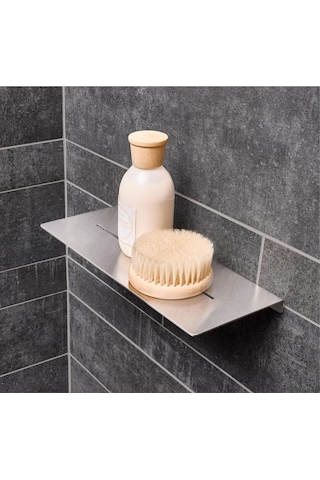 Deltahome Paslanmaz Çelik 28cm Banyo Rafı Duş Rafı - Vidalı Montaj - Inox Çok Renkli