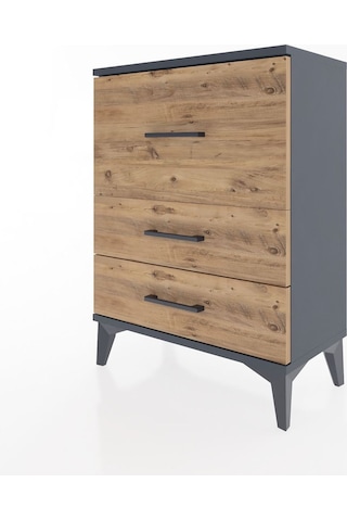 Arges Komodin 3 Çekmeceli 60x30x80 Antrasit-çam Antrasit