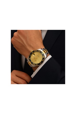 Çelik Rolex Model Kasa Çevirmeli Detaylı Takvimli Erkek Kol Saati Yeşil - 644909322 Sarı