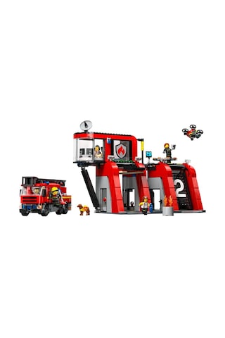 LEGO® City İtfaiye Kamyonlu İtfaiye Merkezi 60414 6+ Yaratıcı Oyuncak Yapım Seti - 843 Parça