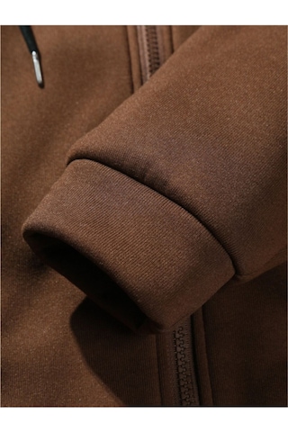 Altamira Unisex Kahverengi New York Fermuarlı Kapüşonlu Hırka 001