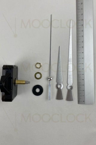 Saat Makinesi, Akar Sessiz Duvar Saati Mekanizması, 22 Mm Şaft, Akrep-yelkovan-saniye- Askılı Gümüş/silver