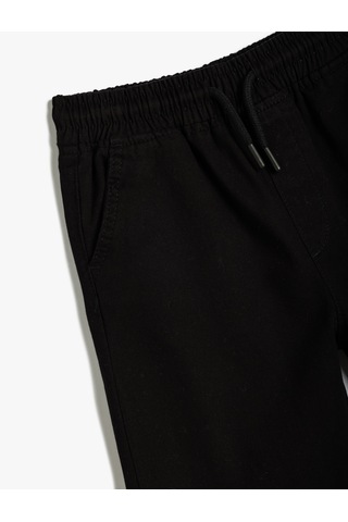 Koton Jogger Okul Pantolonu Beli Bağlamalı Pamuklu Cepli Siyah 5wkb40006tw Siyah