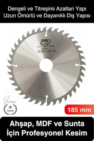 Testere 185 Mm 40 Diş Ahşap Kesim Daire Testere Diski Mdf Ve Sunta İçin Profesyonel Hassas 40t