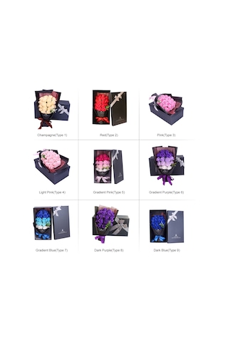 Geeroyoo Renkli Gradyan 18 Adet Sabun Gül Buketi - Romantik Dekor Ve Hediye Seçeneği