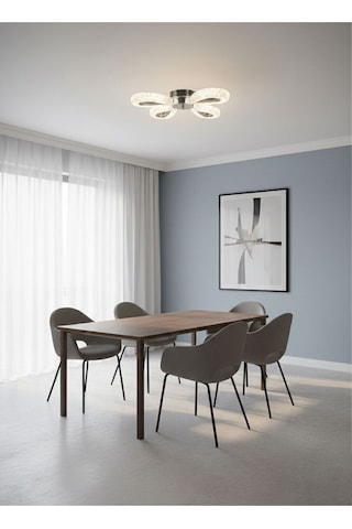 Damla Model 4"lü Gümüş 3 Renk Modu Ledli Modern Tavana Sıfır Salon Mutfak Yatak Odası Led Avize Gümüş