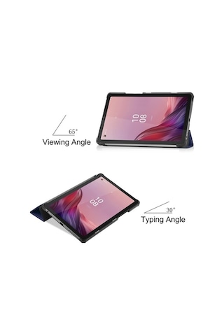 Prestigegoods Lenovo Tab M9 İçin Pu Deri Kılıf & 3 Katlı Stand Kapak Çizilmez, Mikrofiber Astarlı Tablet Kılıfı Arka Kapak