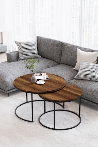 Paris Orta Sehpa 2'li Siyah Metal - Barok Tabla