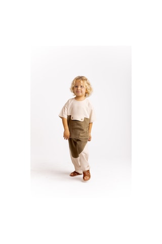 Oliven The Kid İki Renkli Keten Erkek Çocuk Pantolon Caramel Caramel Kahverengi