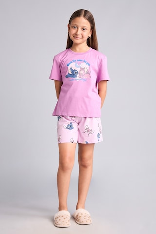 Defacto Dısney Lılo & Stıtch Lisanslı Regular Fıt Şortlu 2li Pijama Açık Mor Takımı Kız Çocuk H8094a826hspr444 Mor-pr444