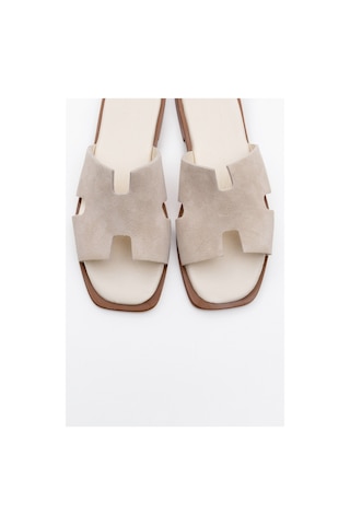 Luvishoes Luvi Shoes Jez Bej Süet Hakiki Deri Kadın Terlik Bej