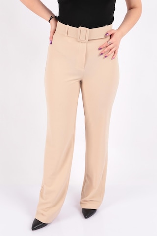Tulin Tülin K24-12002 Kadın Örme Kemerli Pantolon Ss K24-12002-R0919 Krem