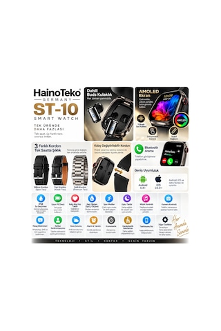 Haino Teko ST-10 Buds Kulaklıklı Akıllı Saat (İthalatçı Garantili)
