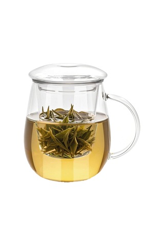 Yaozixa Borosilikat Cam Şişe, Filtreli Ve Kapaklı, 500ml, Yüksek Sıcaklığa Dayanıklı, Çay/içecek Hazırlama, Mantar Desenli, Günlük Kullanım Şeffaf