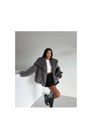 Tille Miss Dame Yumuşak Dokunuşlu Oversize Peluş Mont Antrasit Antrasit