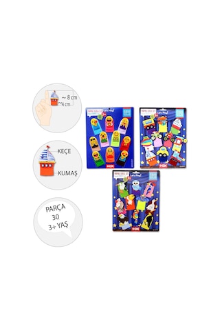 3 Set - 30 Parça Tox Taşıtlar Emojiler Ve Uçan Hayvanlar Parmak