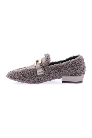 Dgn 5270-424 Metal Tokali Peluş Kadin Oxford Ayakkabi 5270-424-R13304 Gri