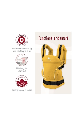Manduca First Ergonomik Bebek Taşıyıcı 3 Taşıma Pozisyonu, Ayarlanabilir ve Konforlu Portbebe Sarı Tek Ebat