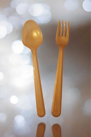 Plastik Lüx Altın Renk Kaşık - Parti Davet Piknik Çorba Yemek Kaşığı - 18 Cm. - 25'li Paket