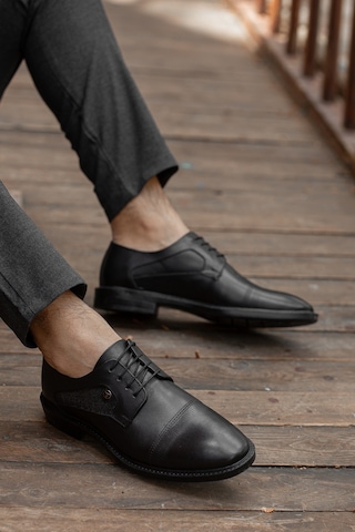 Daxtors D02018 Günlük Ortopedik Erkek Hakiki Deri Klasik Ayakkabı Siyah