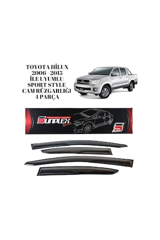Toyota Hilux 2006 2007 2008 2009 2010 2011 2012 2013 2014 2015 İle Uyumlu Sport Style Cam Rüzgarlığı 4 Parça Sunplex 1 Adet