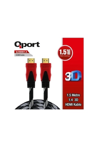 Qport Q-hdmı151 1.5m 2.0v 4k Altın Uçlu Örgülü Kablo
