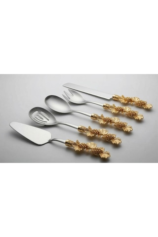 Onon Retro 5 Parça Paslanmaz Çelik Servis  Takımı Gold