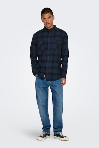 Only & Sons Erkek Onsmatt Uzun Kollu Regular Fit %100 Pamuk Gömlek 22030127 Lacivert Lacivert