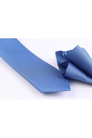 Demfashion Özel Desenli Kravat Mendil Seti - Mavi (538523381) Mavi