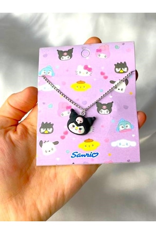 Kuromi Renkli Çizgi Film Karakter Kolyesi - Zincirli Tasarım Çok REnkli