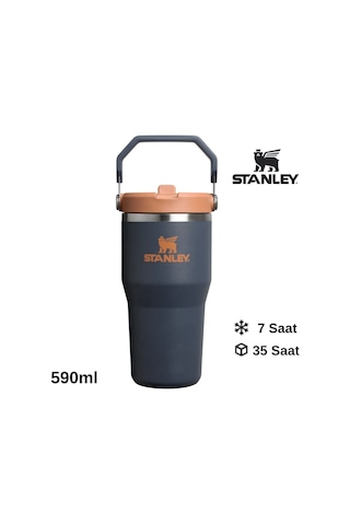 Stanley The Iceflow Flip Straw Pipetli Termos Bardak 0.59 Lt Matara Lacivert
