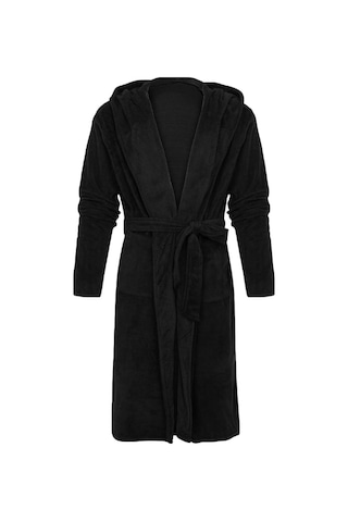 Flybuy Erkek Uzun Kapşonlu Bornoz, Sıcak Ve Rahat, Tam Boy Gecelik Siyah