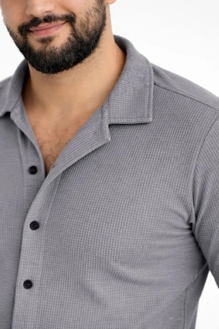 Etiler Collection Erkek Waffle Kumaş Uzun Kollu Düğmeli Açık Yaka Regular Fit Gömlek - Füme