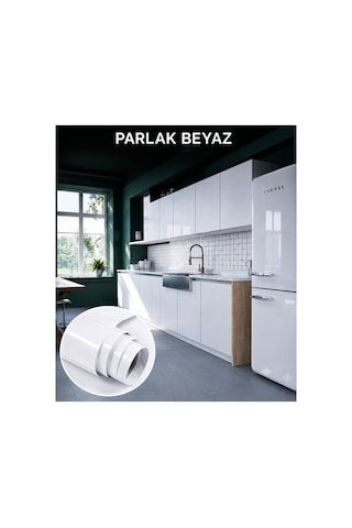 Parlak Beyaz Yapışkanlı Mutfak Dolap Ve Mobilya Kaplama Folyosu 52cm X 3metre Belirtilmemiş Beyaz