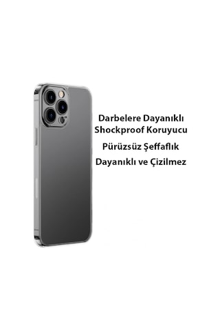 Baseus Frosted Glass Apple iPhone Uyumlu 13 Pro 6.1inch Shockproof Koruyucu - Kılıf- 5775 Şeffaf