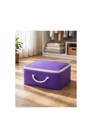 Şeffaf Kapaklı Saklama Hurcu 28x32x15 Kıyafet, Çorap Ve Dolap Düzenleyici Organizer Mor
